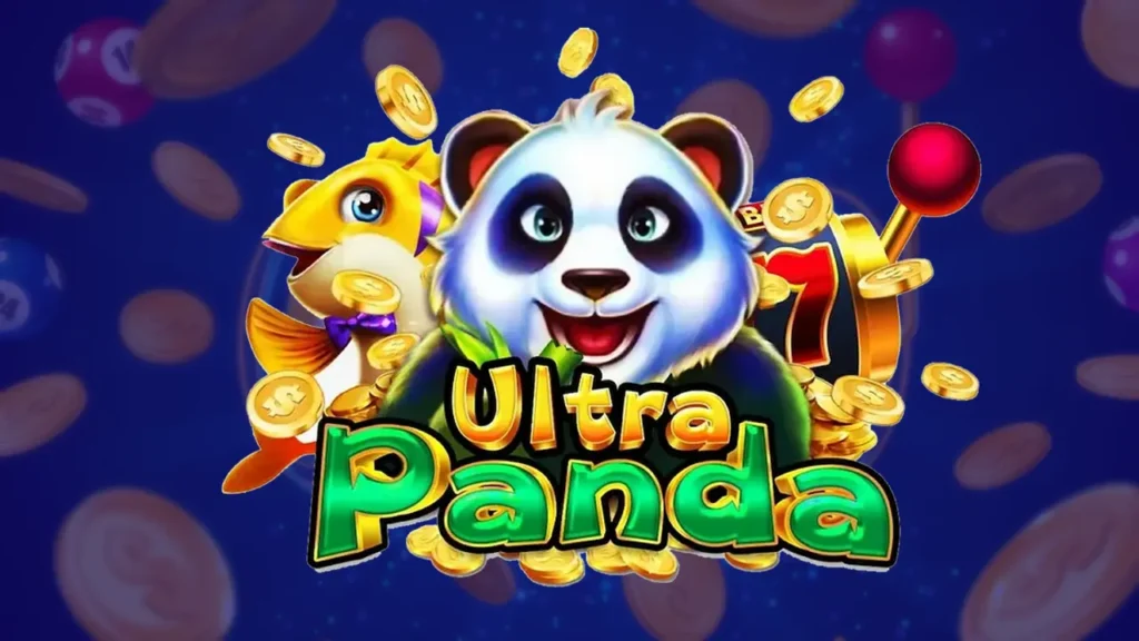 Colorful game banner featuring a smiling panda with gold coins and the title 'Ultra Panda' in bright letters (slot game theme).